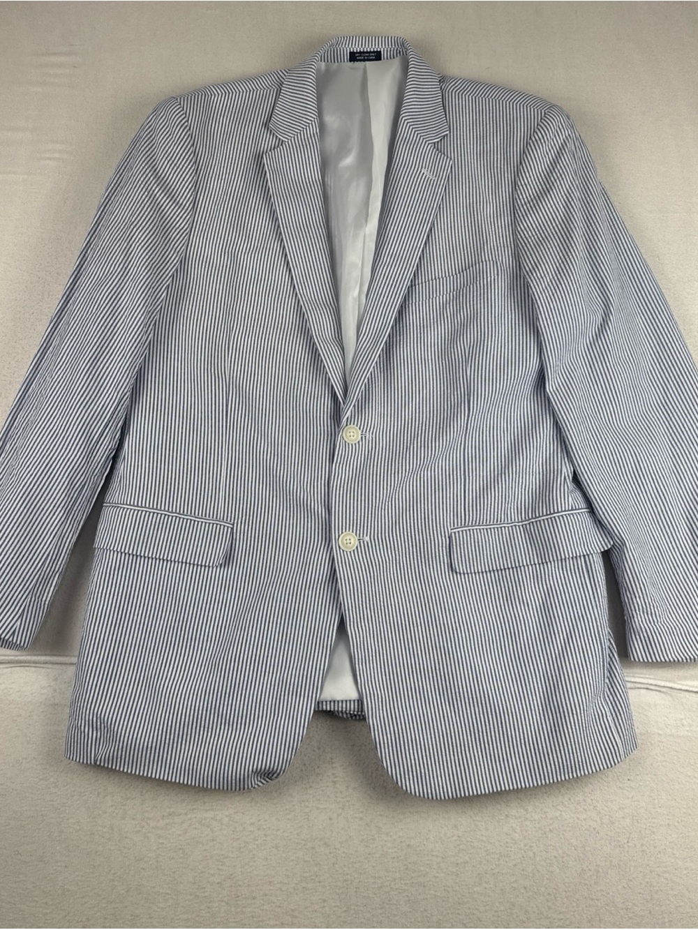Saddlebred Seersucker Blue White Blazer Men Cotton 40R Derby preppy Country Club